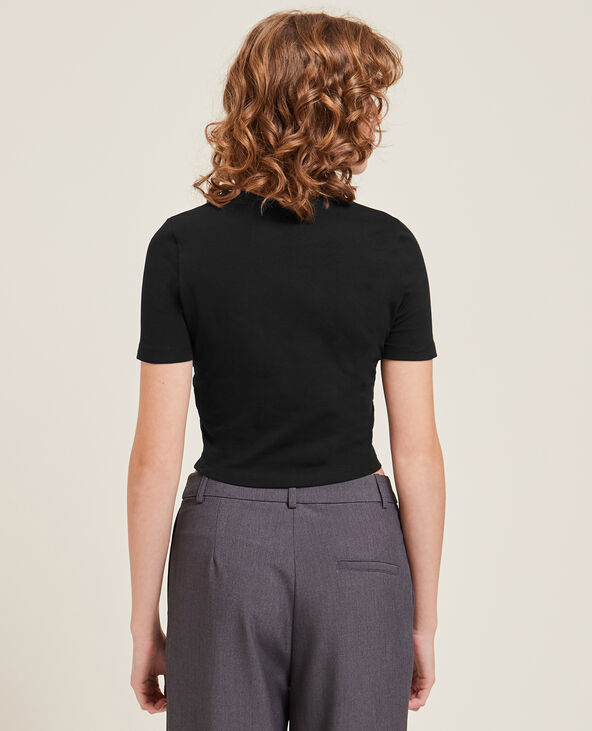 T-shirt cropped noir - Pimkie