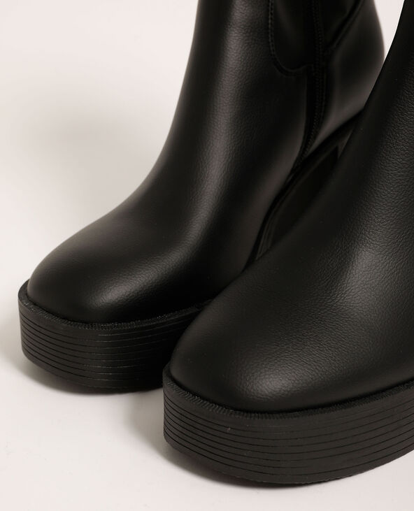 Bottines plateformes en simili cuir noir - Pimkie