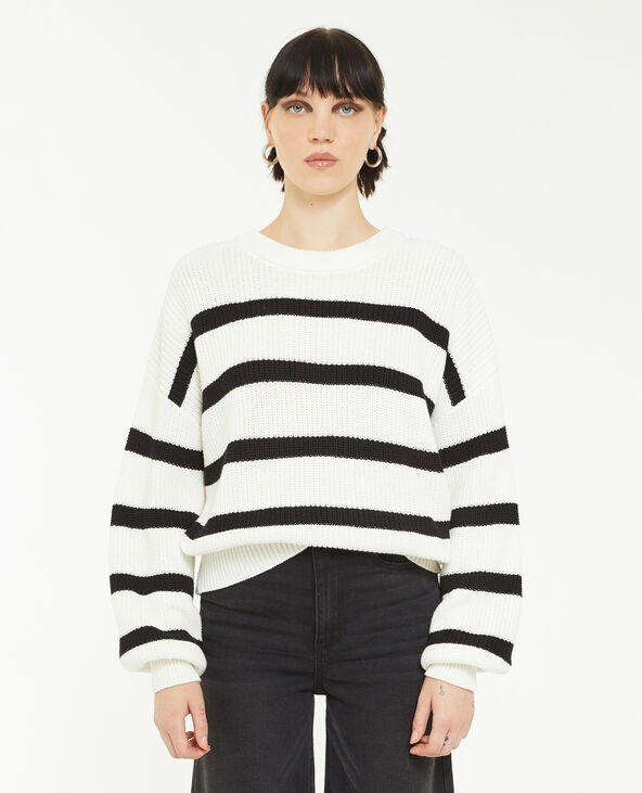 Pull col rond rayé noir - Pimkie