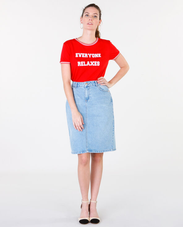 T-shirt message rouge - Pimkie
