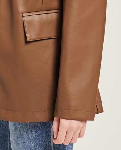 Veste blazer en simili cuir taupe - Pimkie