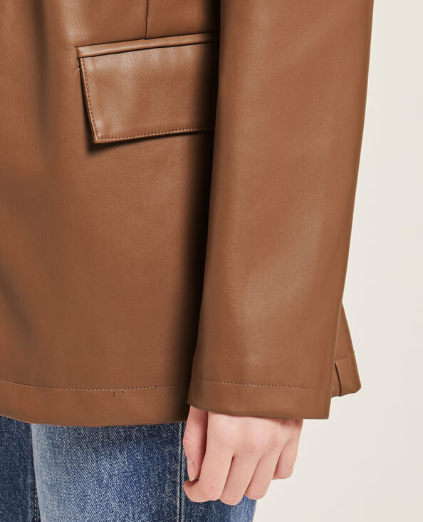 Veste blazer en simili cuir taupe - Pimkie