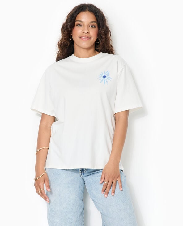 T-shirt oversize avec print poitrine et dos blanc - Pimkie