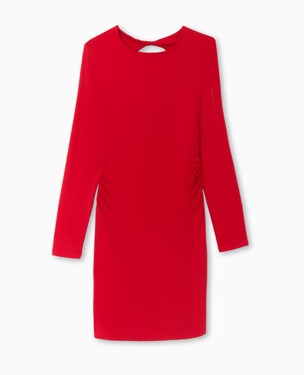 Robe courte en maille avec dos ouvert rouge - Pimkie