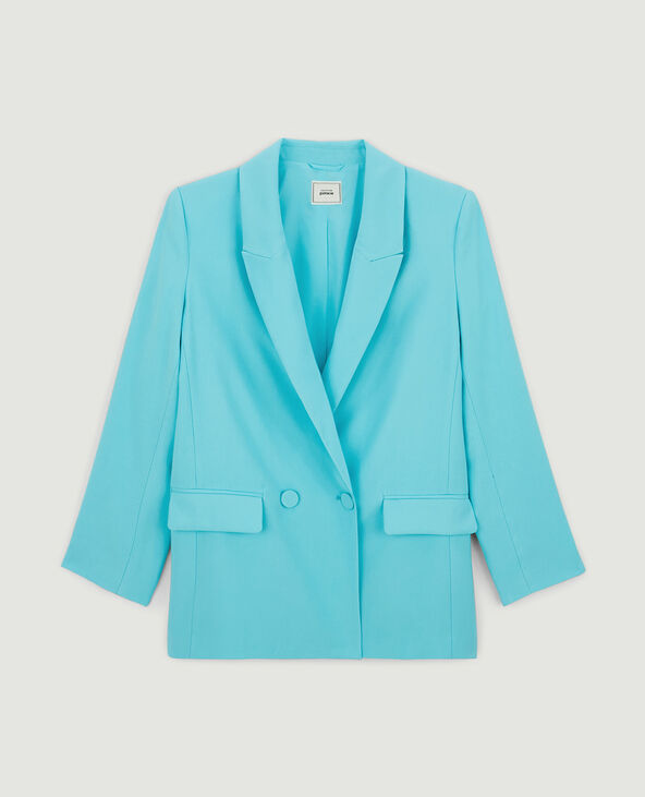 Veste blazer oversize en toile fluide bleu turquoise - Pimkie