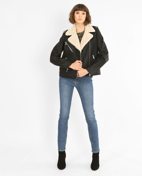 Veste à doublure effet mouton noir - Pimkie