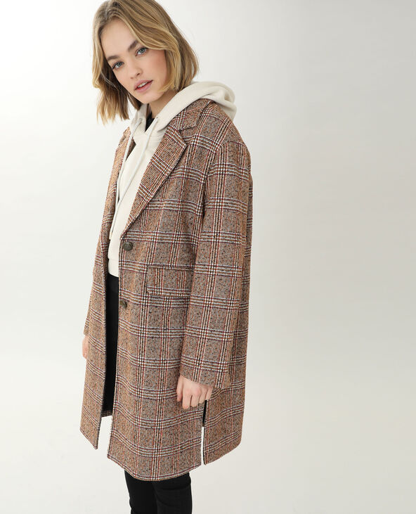Manteau à carreaux marron - Pimkie