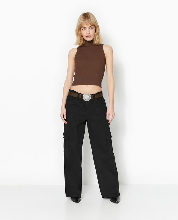 Pull sans manches en maille côtelée marron - Pimkie