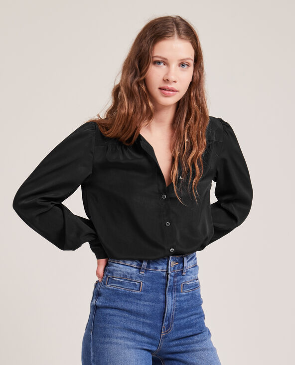 Chemise fluide boutons métalliques noir - Pimkie