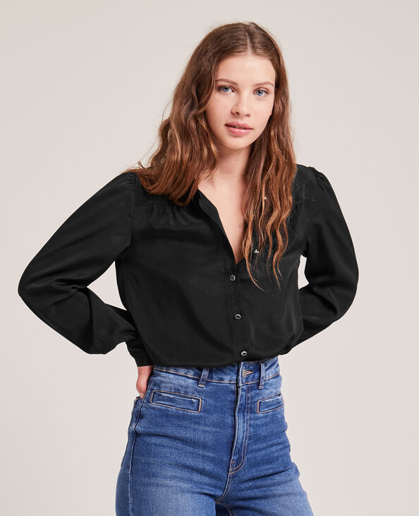 Chemise fluide boutons métalliques noir - Pimkie