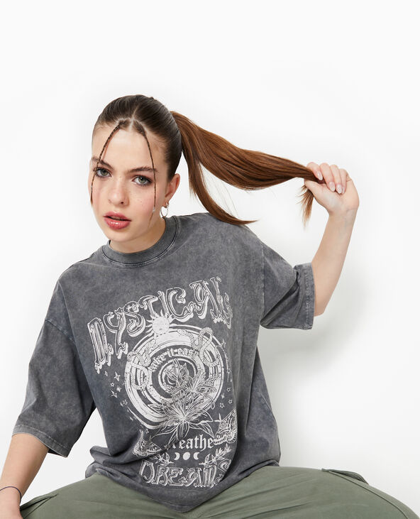 T-shirt oversize avec print gris foncé - Pimkie