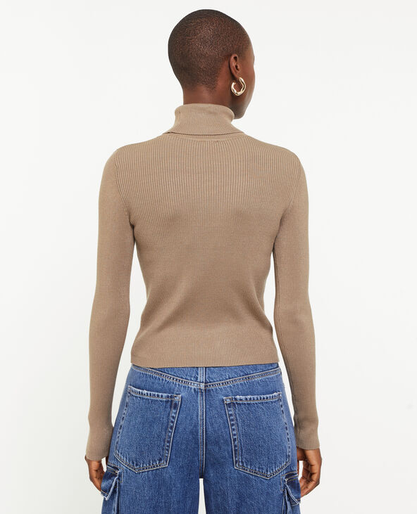 Pull à col roulé court taupe - Pimkie