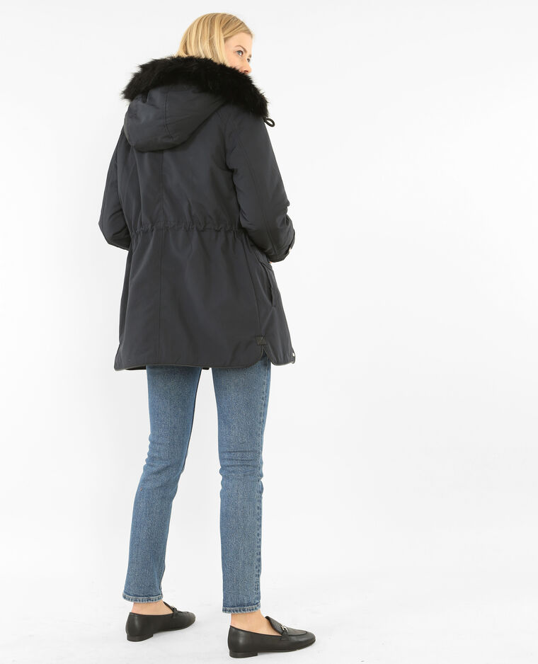 Parka Longue A Capuche Bleu Marine 280097b03a06 Pimkie