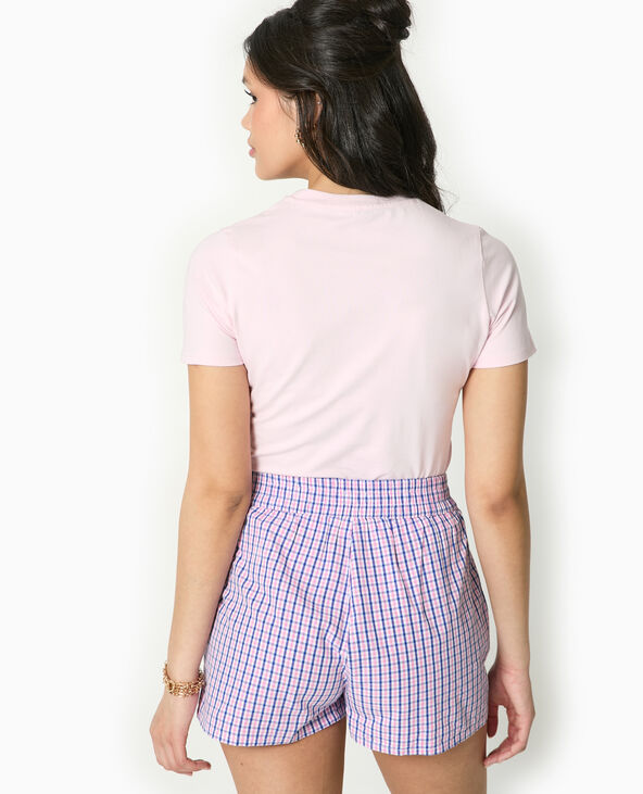 T-shirt court avec broderie ton sur ton rose clair - Pimkie