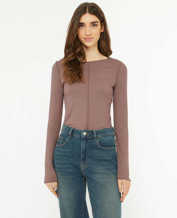 Top manches longues avec coutures apparentes taupe - Pimkie