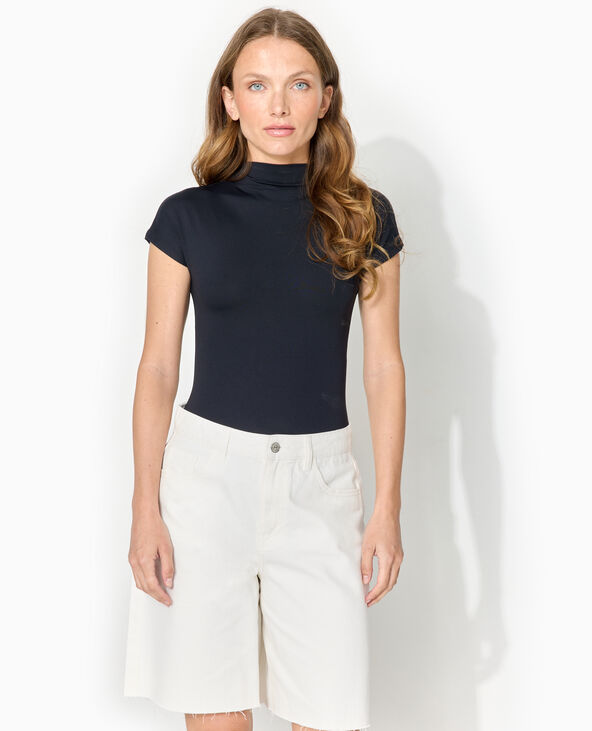 Body manches courtes col montant noir - Pimkie