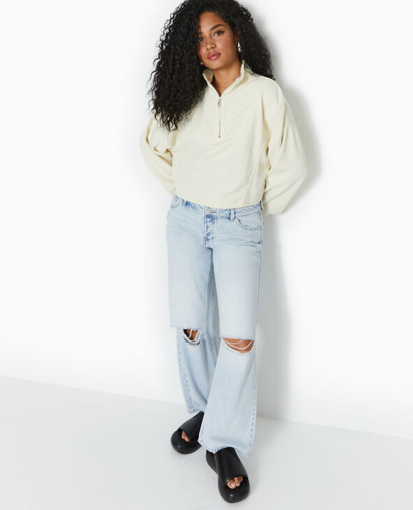 Sweat zippé cropped blanc - Pimkie