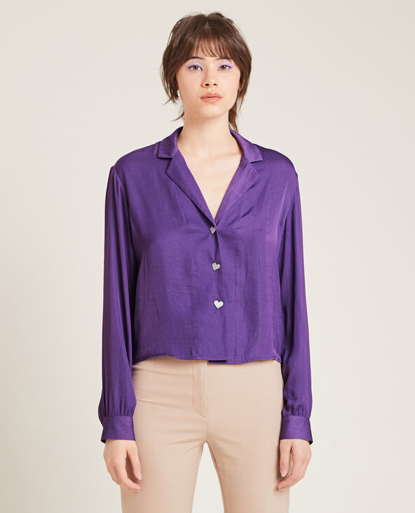 Chemise satin boutons fantaisie violet - Pimkie