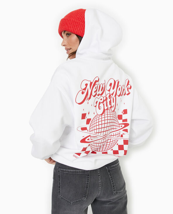 Sweat oversize à capuche avec print dos blanc - Pimkie