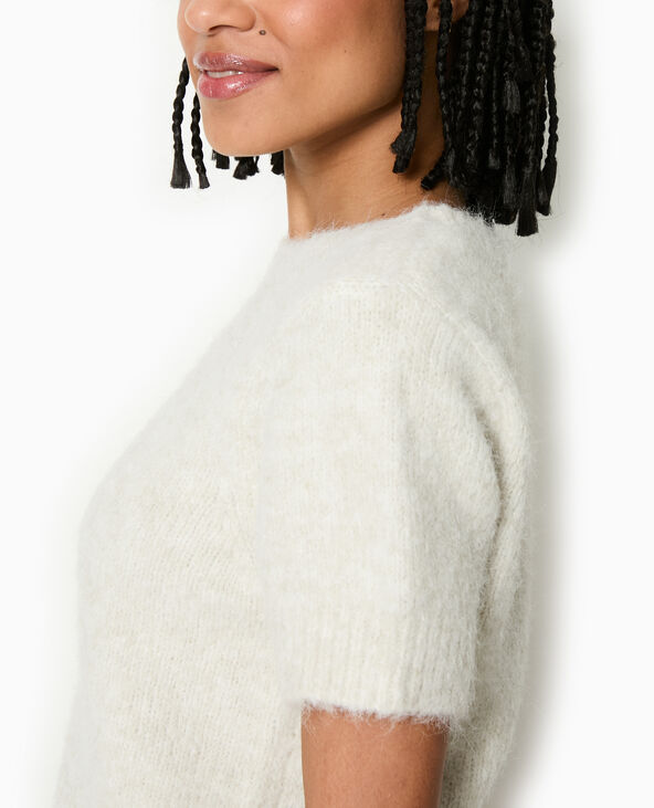 Pull manches courtes en maille douce écru - Pimkie