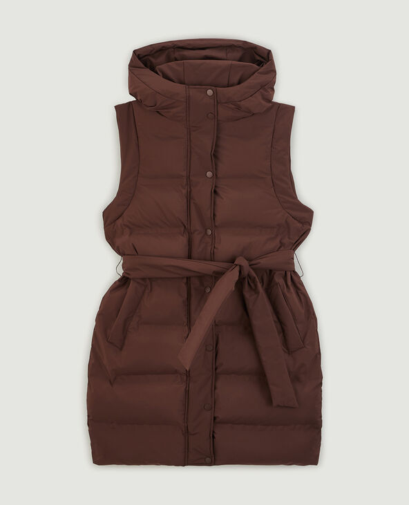 Doudoune mi-longue sans manches marron - Pimkie