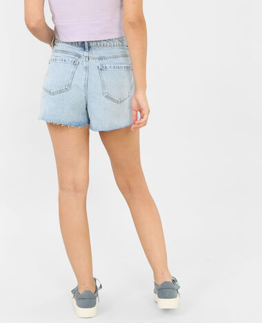 Short en jean à broderies bleu - Pimkie