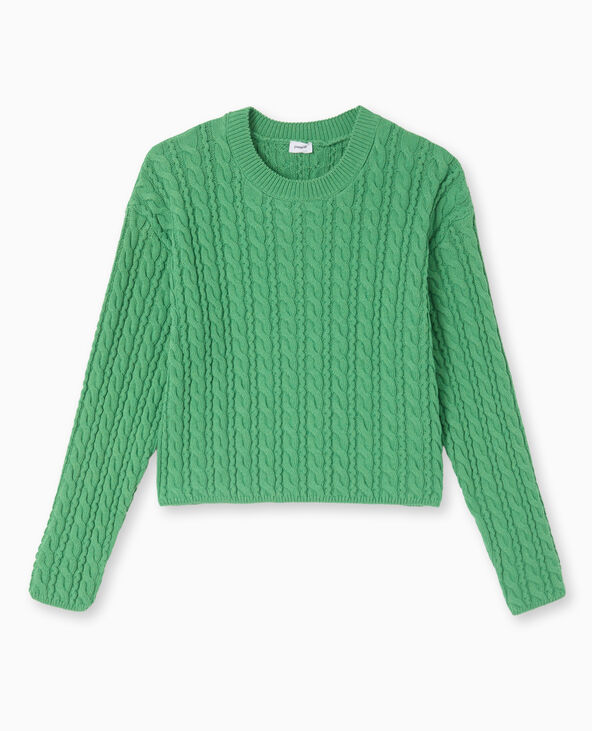 Pull en maille torsadée vert olive - Pimkie