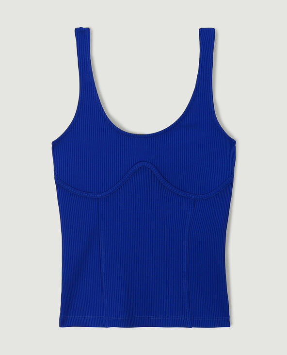Débardeur en maille côtelée façon corset bleu électrique - Pimkie