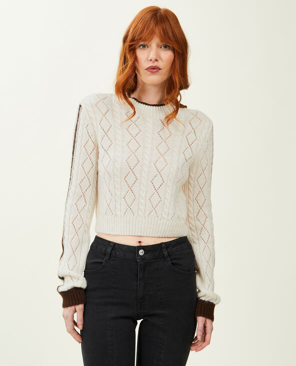 Pull maille fantaisie et ajourée blanc - Pimkie