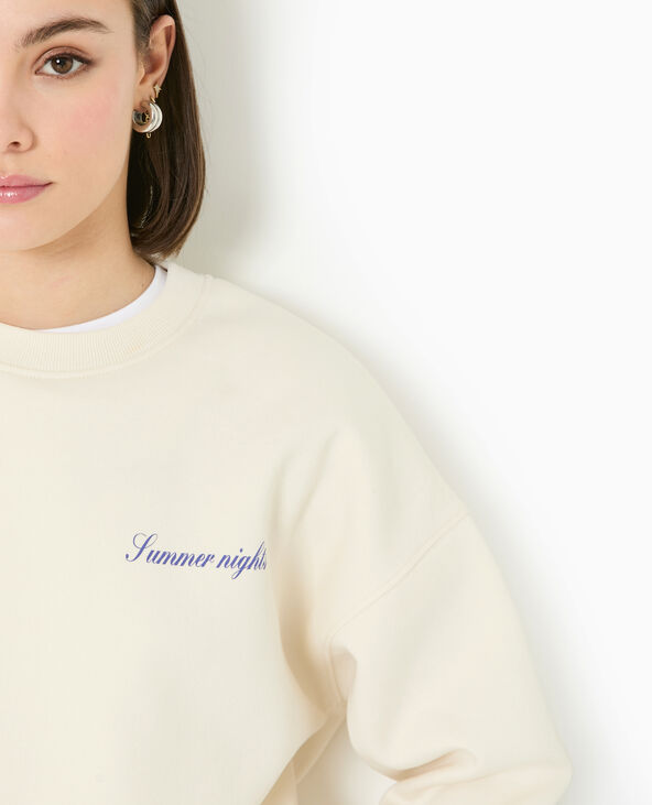 Sweat col rond avec print poitrine et dos blanc - Pimkie