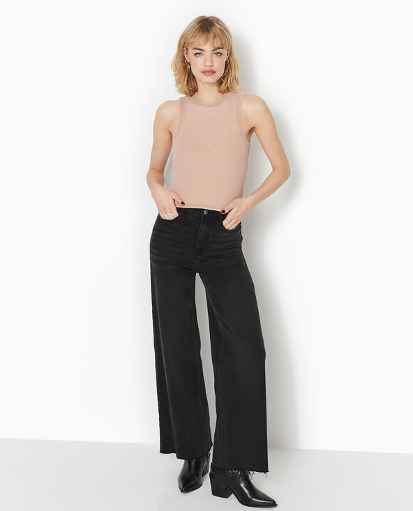 Débardeur court en maille côtelée acid wash taupe - Pimkie