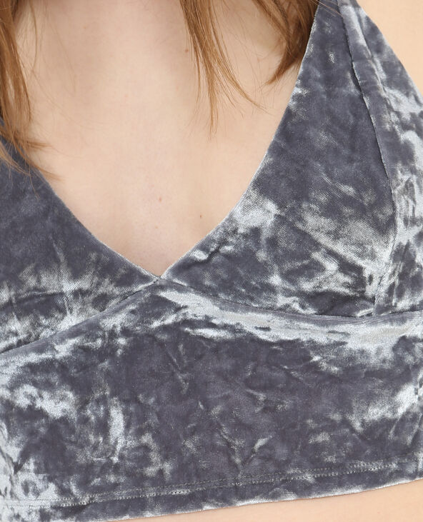 Brassière effet velours argenté - Pimkie