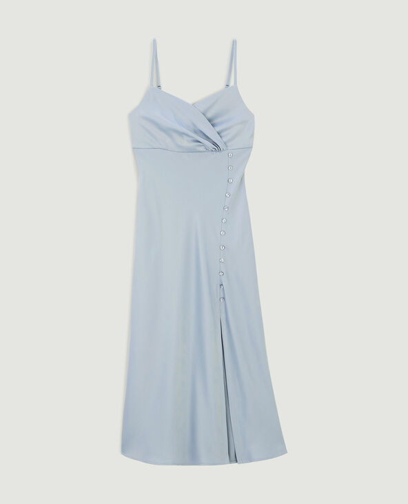 Robe longue cache-cœur en satin gris clair - Pimkie