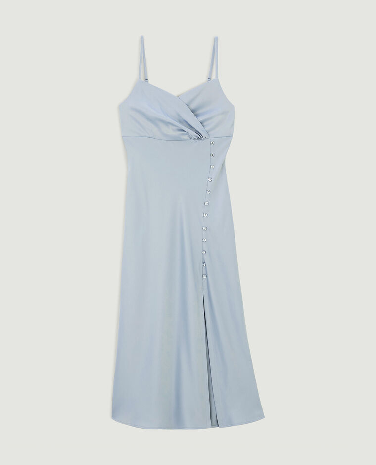 Robe longue cache-cœur en satin gris clair - Pimkie