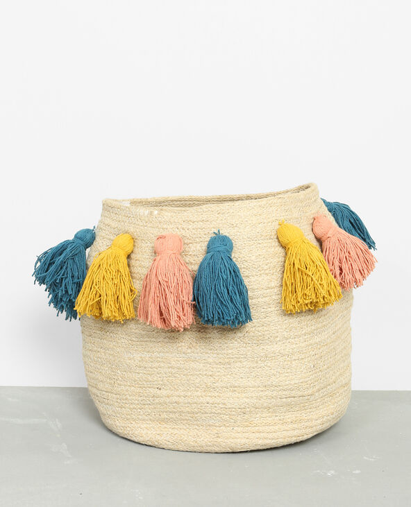 Panier en jute à pompons jaune - Pimkie