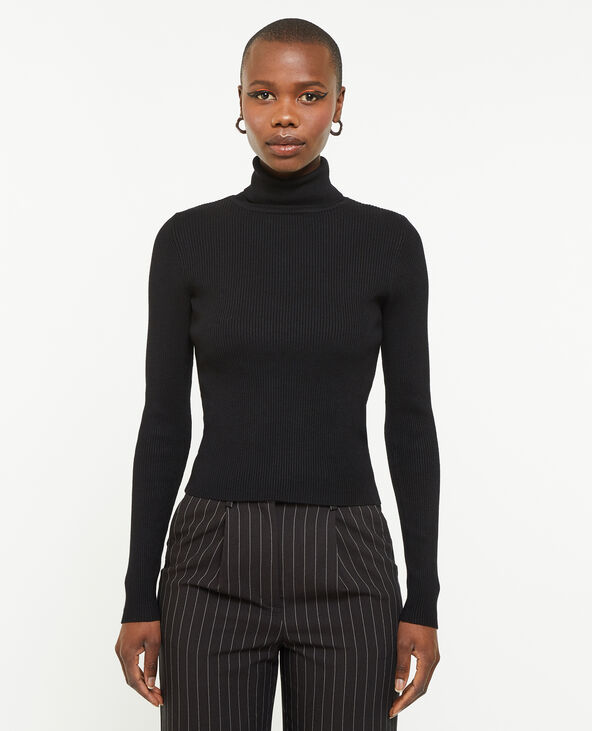 Pull à col roulé court noir - Pimkie