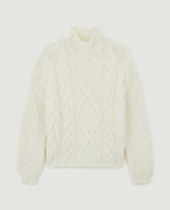 Pull grosse maille tricoté main blanc - Pimkie
