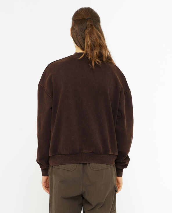 Sweat avec print effet vieilli marron - Pimkie