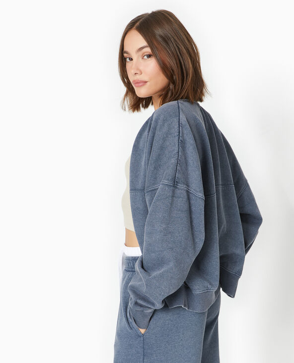 Sweat molleton zippé forme bomber gris foncé - Pimkie