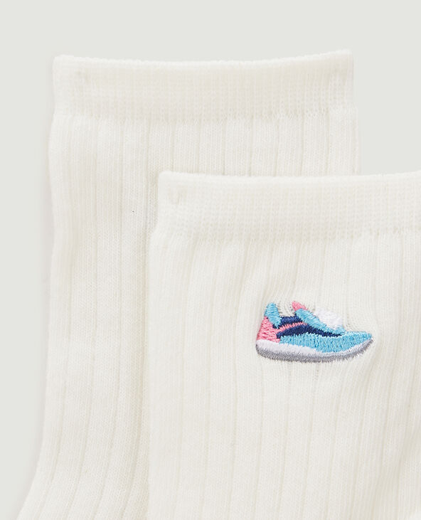 Paire de chaussettes avec broderie écru - Pimkie