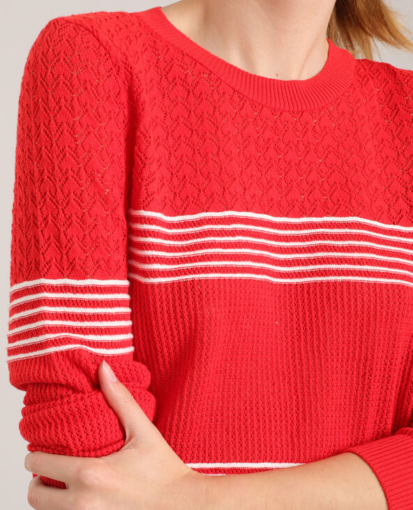 Pull à rayures rouge - Pimkie