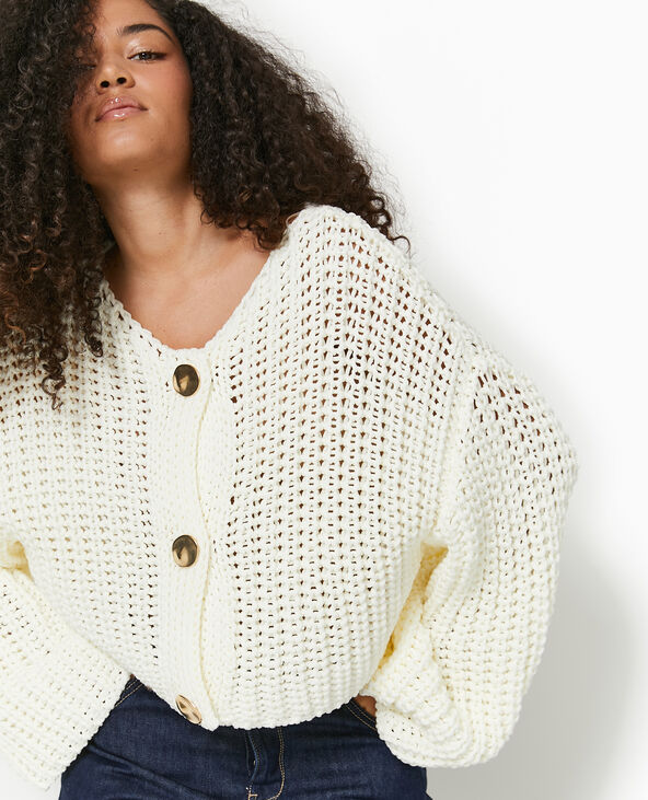 Gilet grosse maille avec boutons metalliques