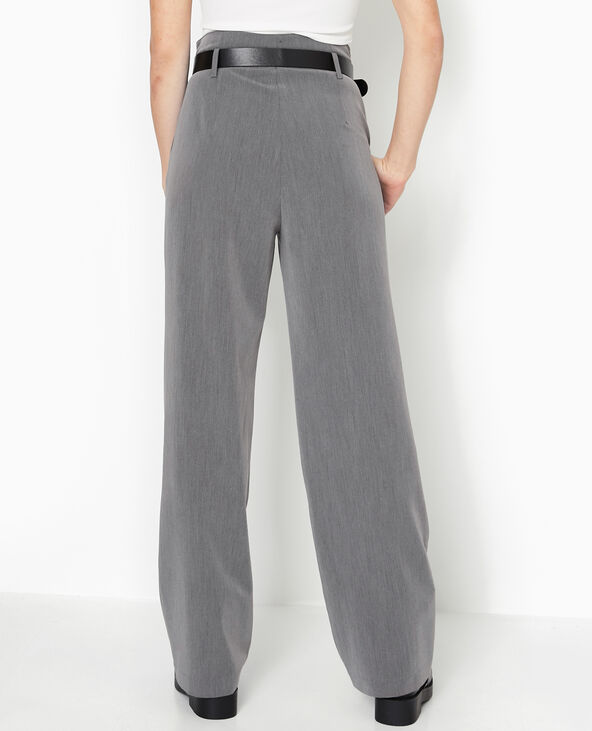 Pantalon large taille haute avec ceinture