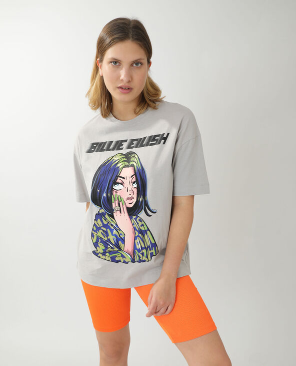T-shirt ample Billie Eilish gris chiné - Pimkie