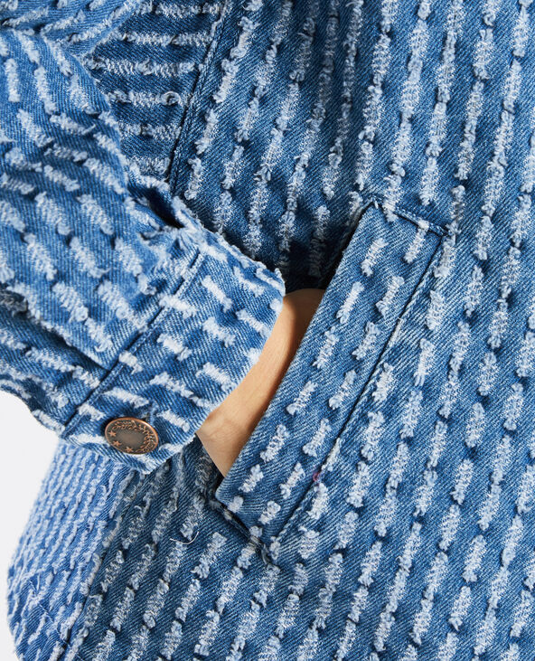 Veste en jean reliefée bleu - Pimkie