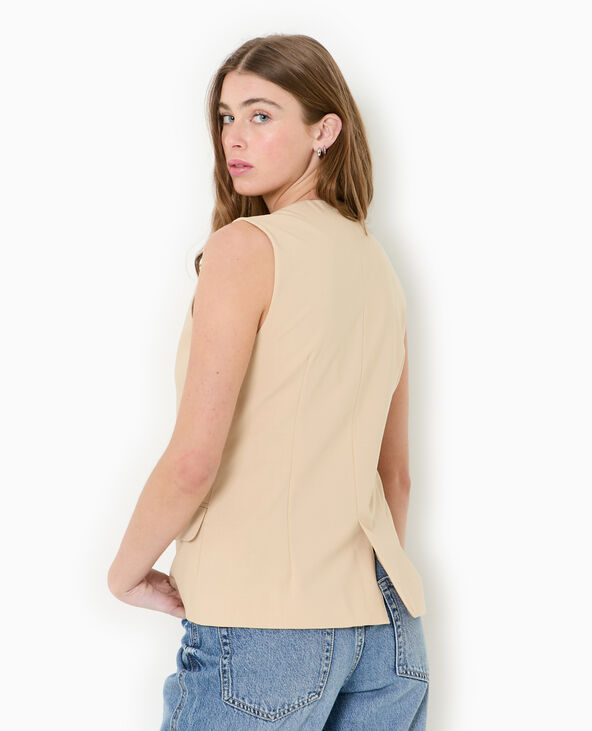 Veste blazer sans manches esprit gilet de barman beige - Pimkie