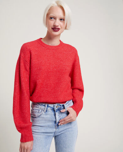 Pull col rond rouge - Pimkie