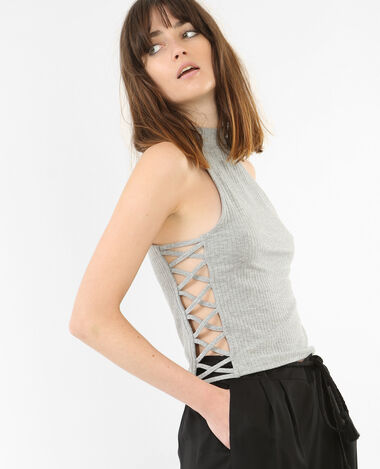 Cropped top sans manches gris chiné - Pimkie