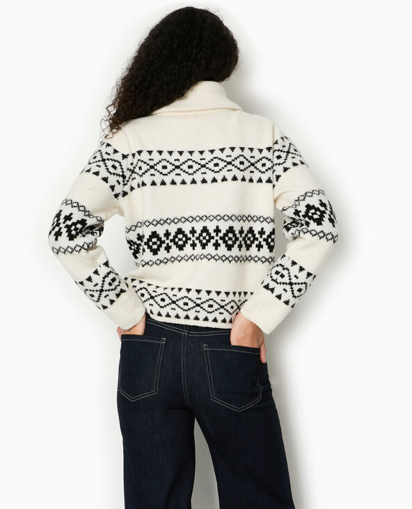Gilet zippé motif jacquard blanc - Pimkie