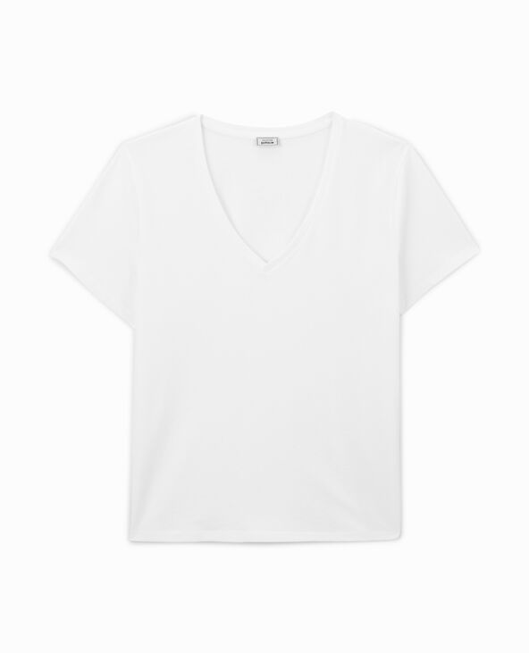 T-shirt oversize col V blanc - Pimkie